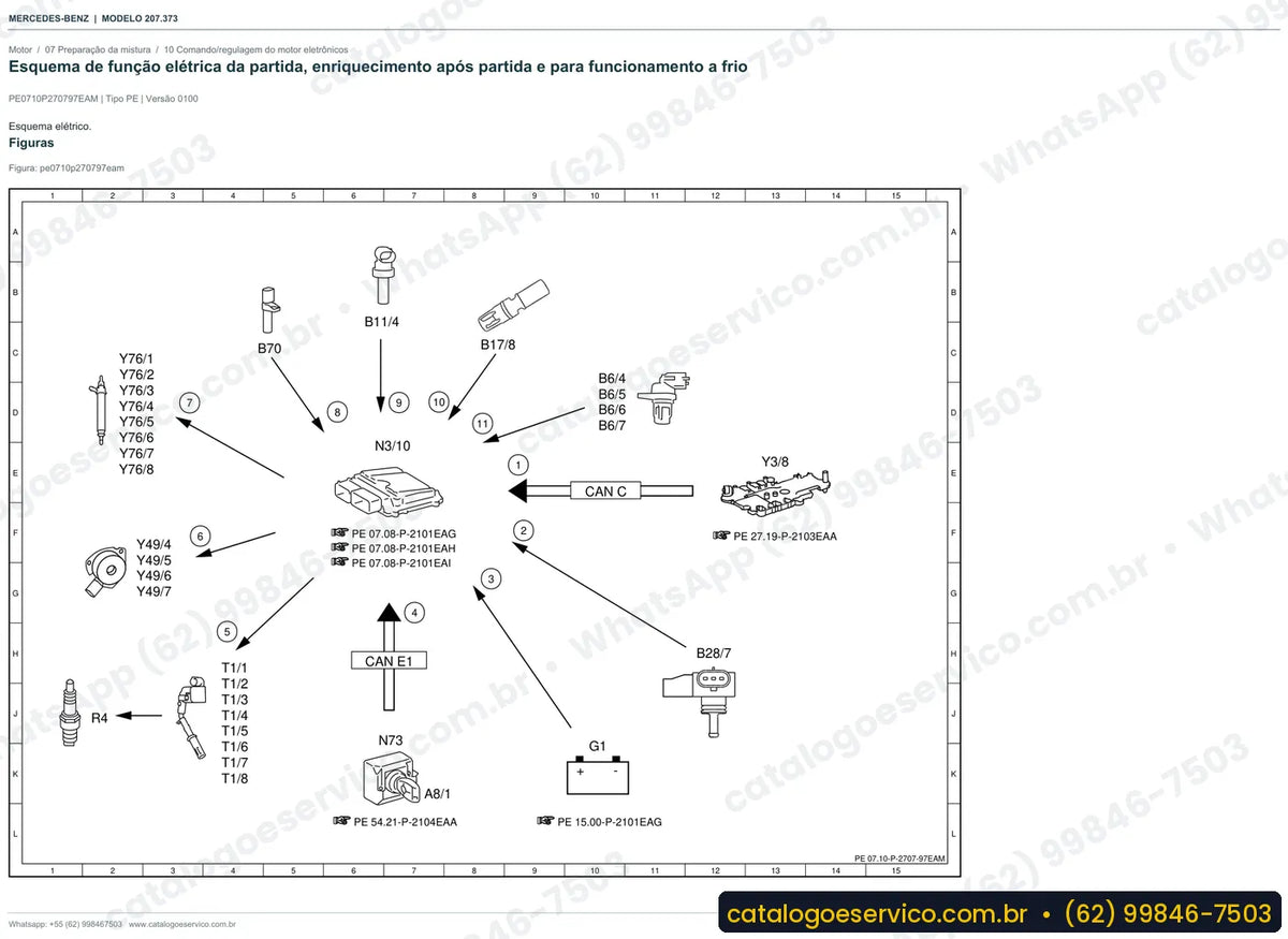 Página de esquema elétrico do manual Mercedes-Benz E 500 (C207)