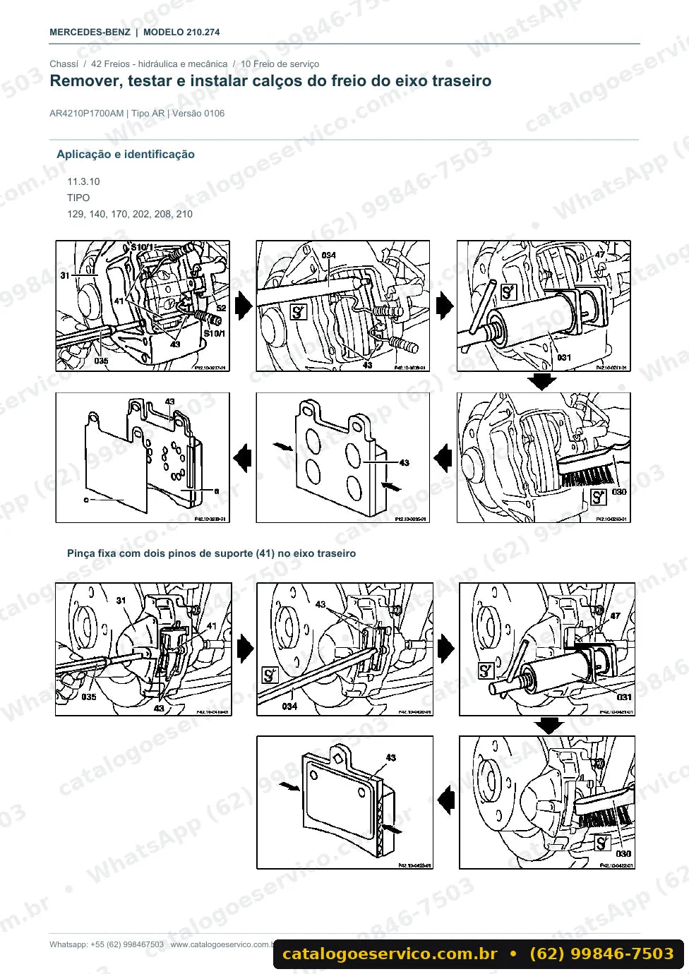 Página de procedimento do manual de oficina Mercedes-Benz E 55 AMG (W210)