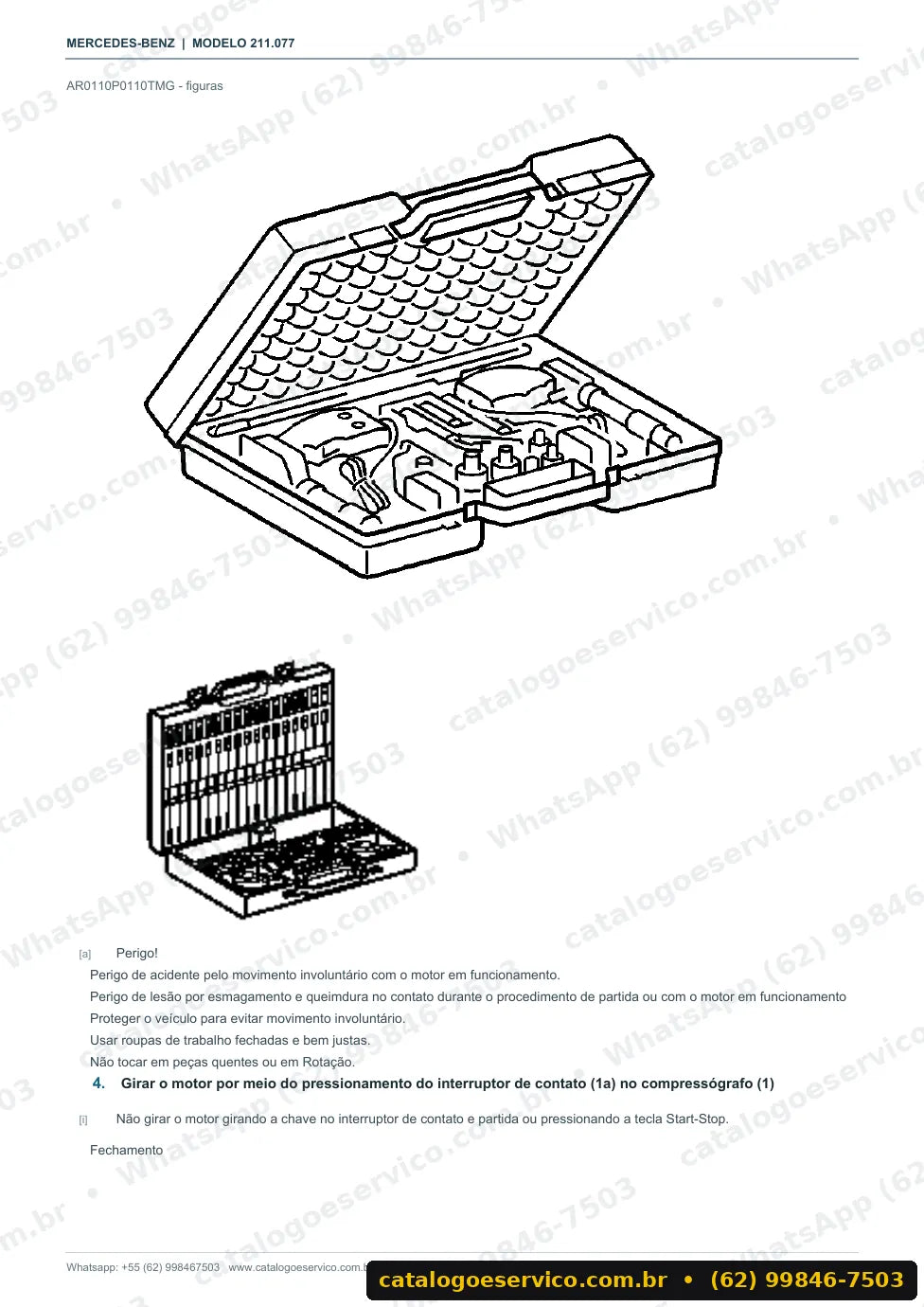 Página de procedimento do manual de oficina Mercedes-Benz E 63 AMG (W211)