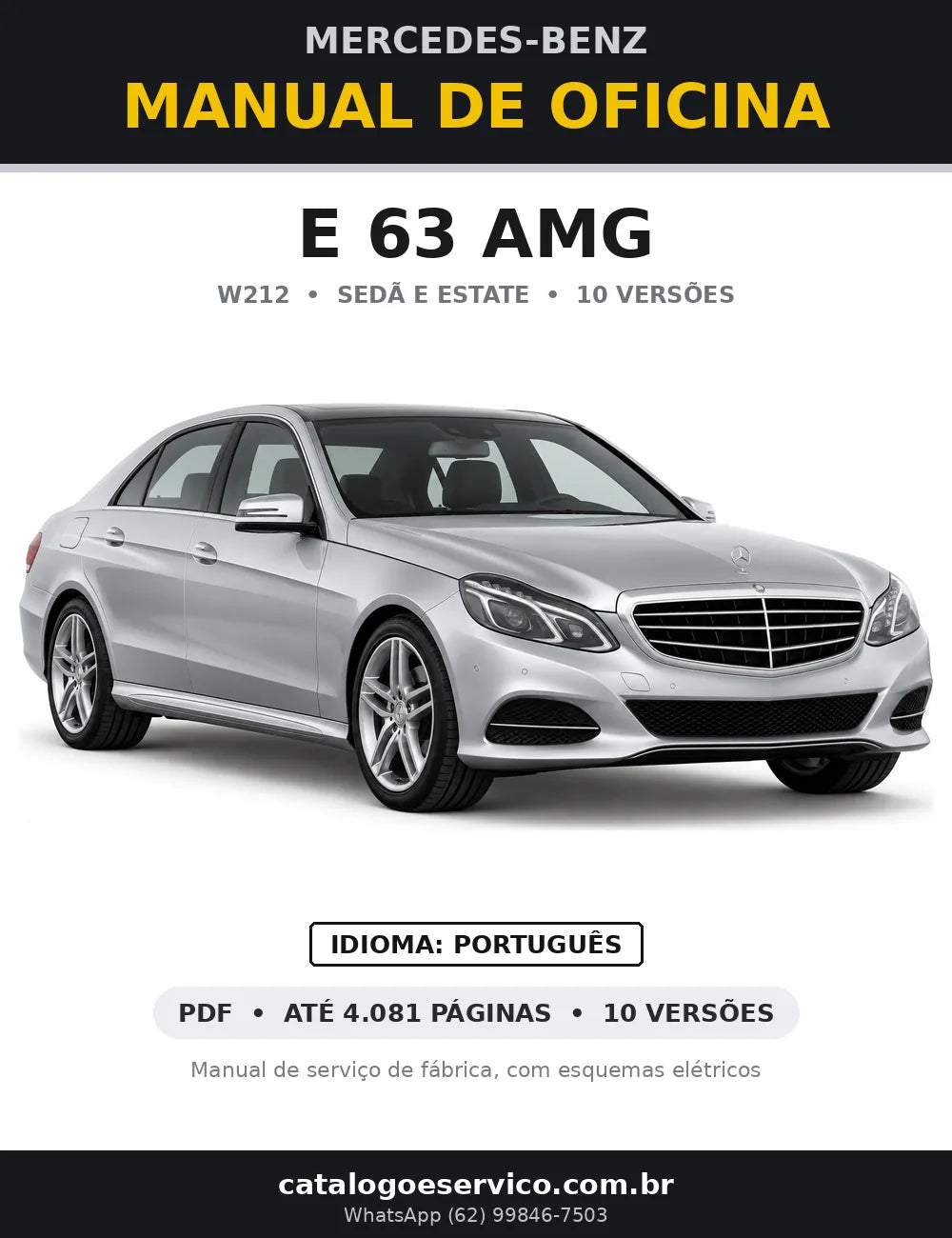 Capa do manual de oficina Mercedes-Benz E 63 AMG (W212)