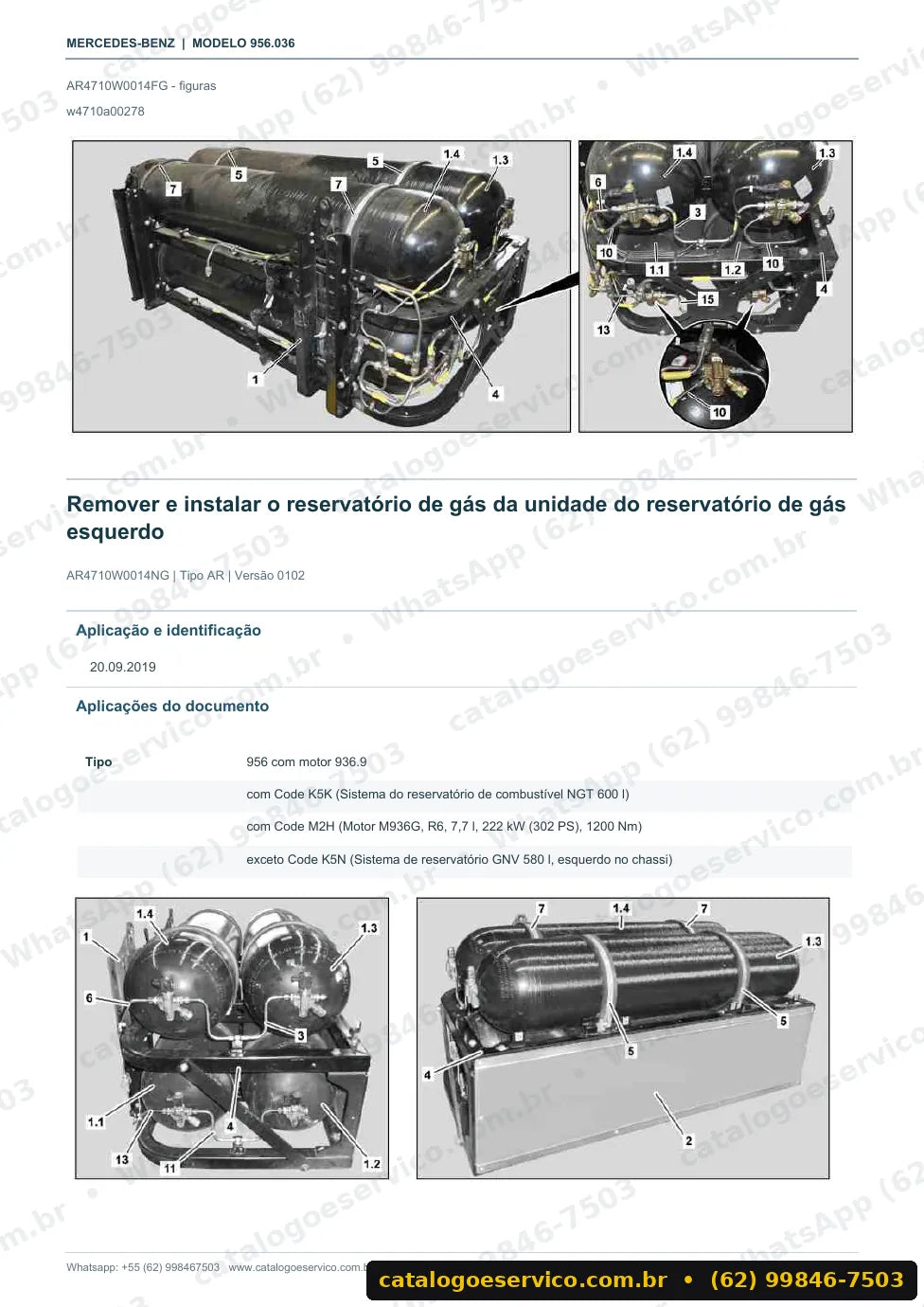 Página de procedimento do manual de oficina Mercedes-Benz Econic 2627 L