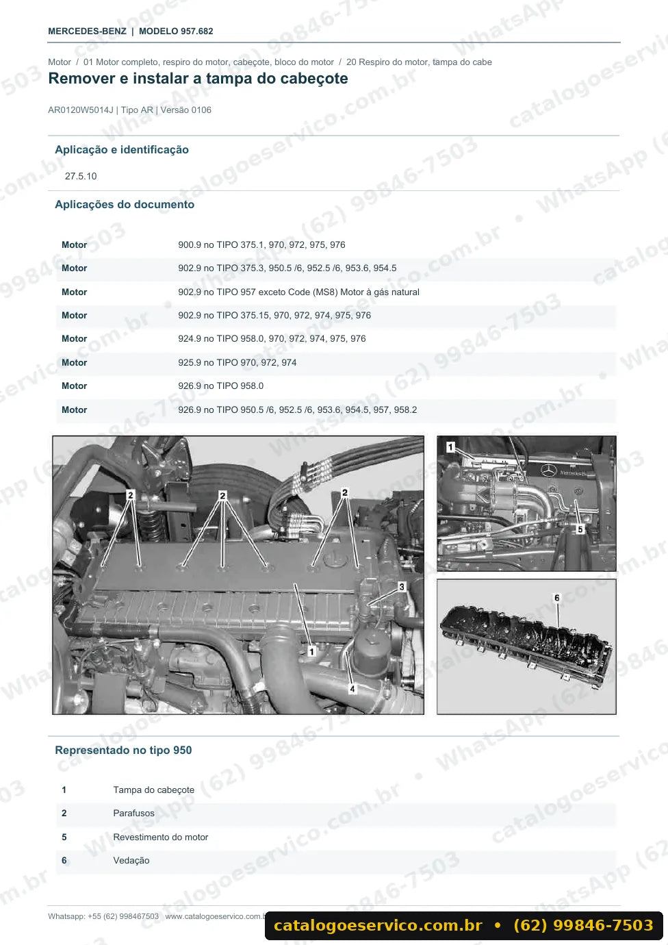 Página de procedimento do manual de oficina Mercedes-Benz Econic 2628 LL 6x4