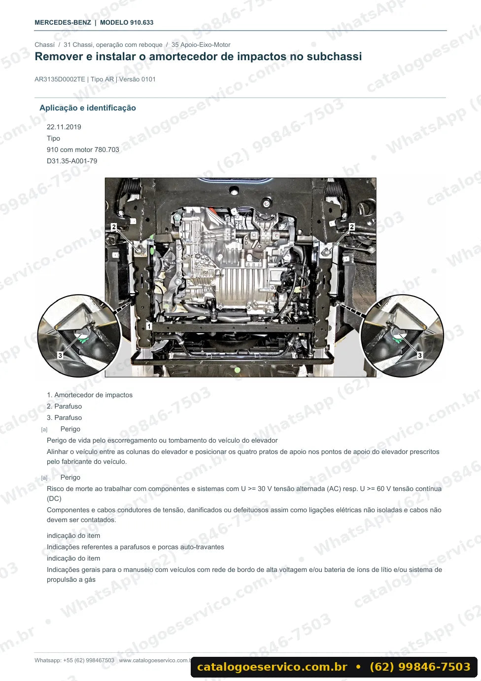 Página de procedimento do manual de oficina Mercedes-Benz eSprinter (910.633)