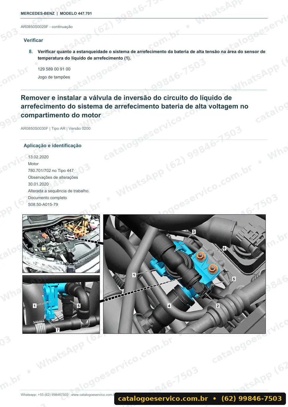 Página de procedimento do manual de oficina Mercedes-Benz eVito (W447)