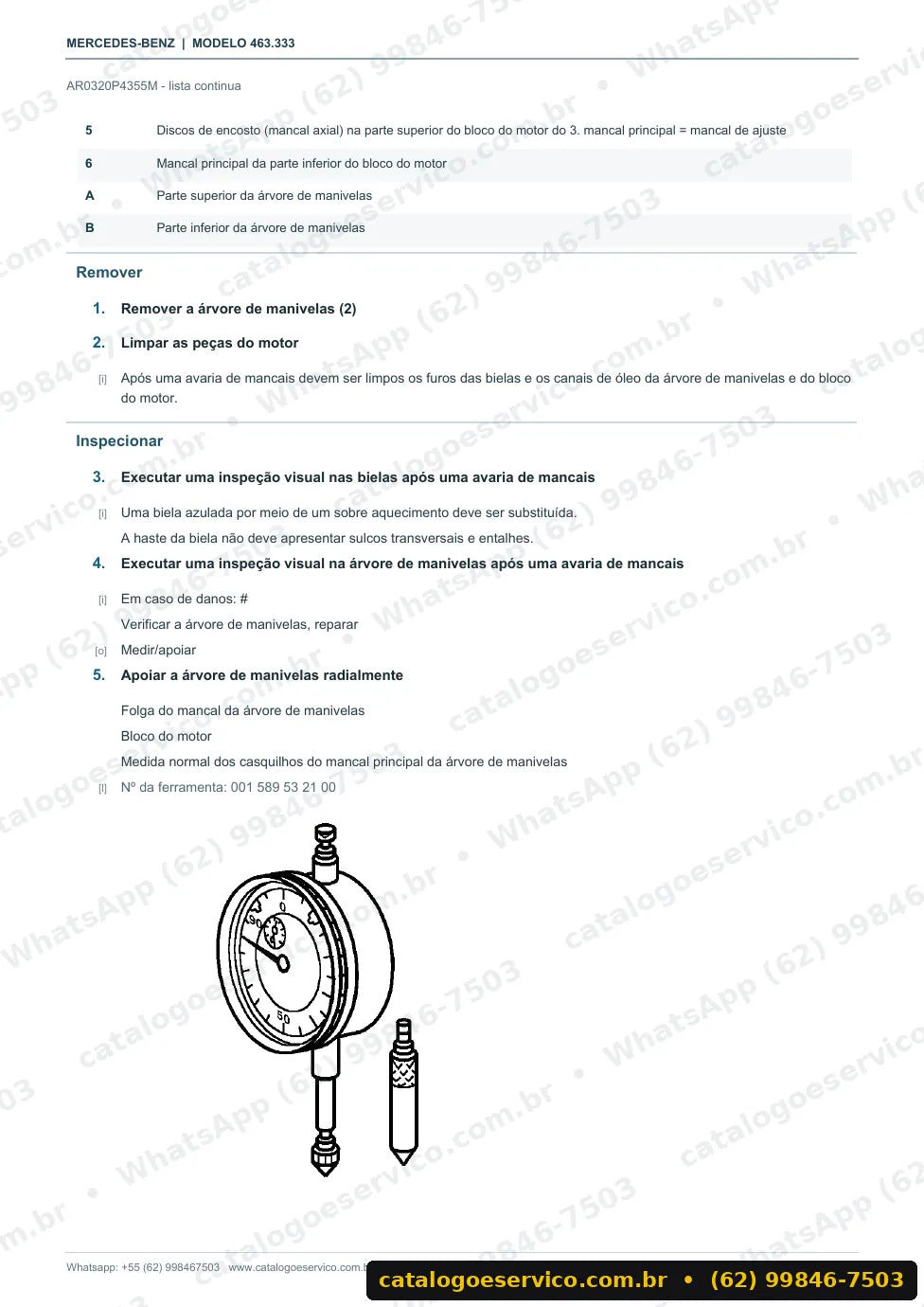 Página de procedimento do manual de oficina Mercedes-Benz G 400 (W463)