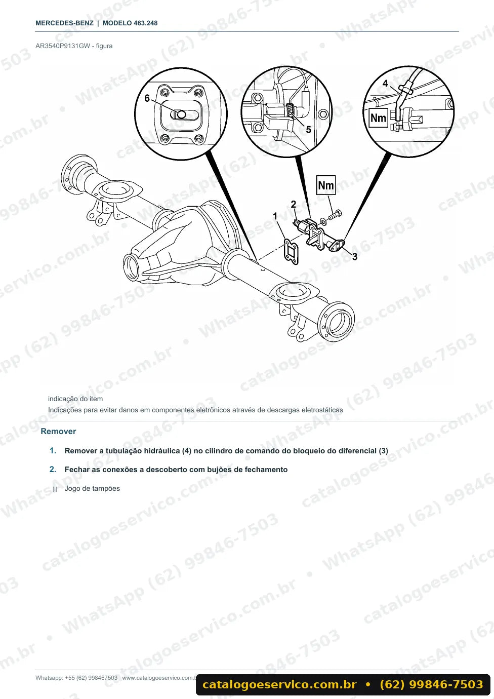 Página de procedimento do manual de oficina Mercedes-Benz G 500 (W463)