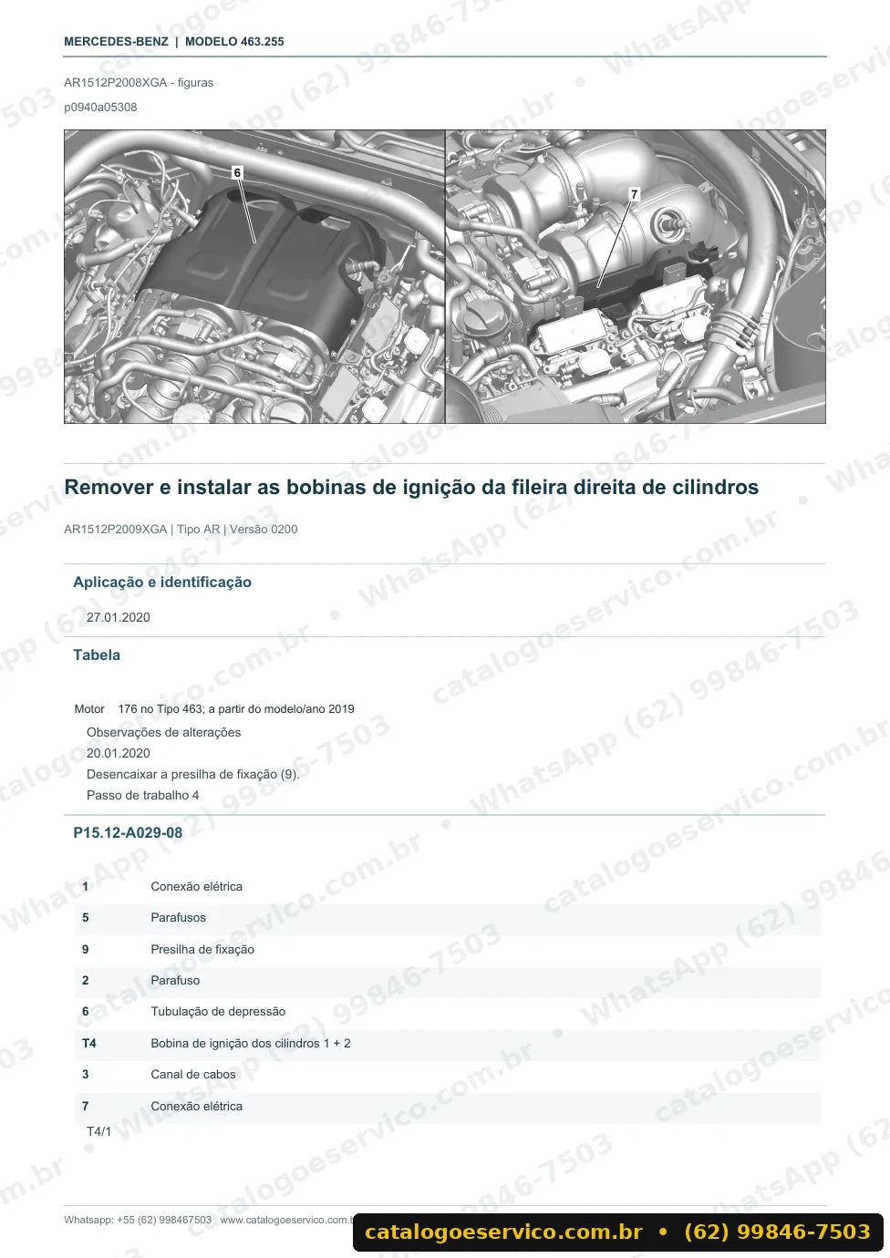Página de procedimento do manual de oficina Mercedes-Benz G 550 (W463)