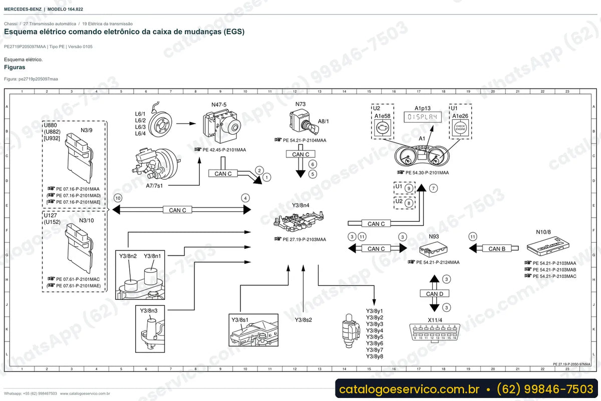 Página de esquema elétrico do manual Mercedes-Benz GL 320 / GL 350 CDI 4MATIC (X164)