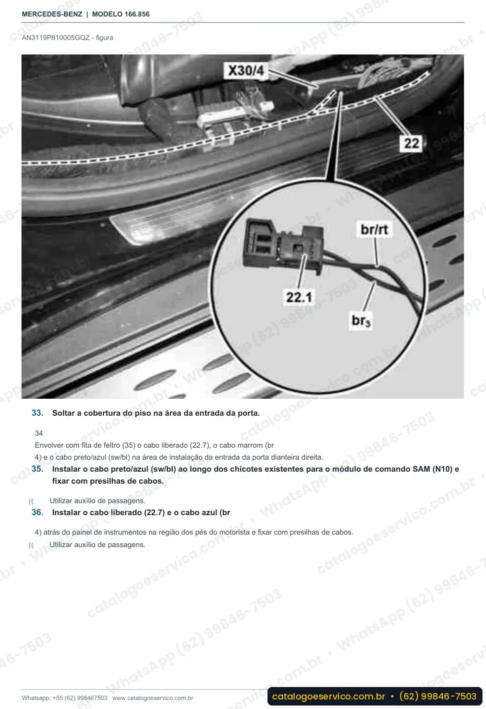 Página de procedimento do manual de oficina Mercedes-Benz GL 400 / GLS 400 4MATIC (X166)