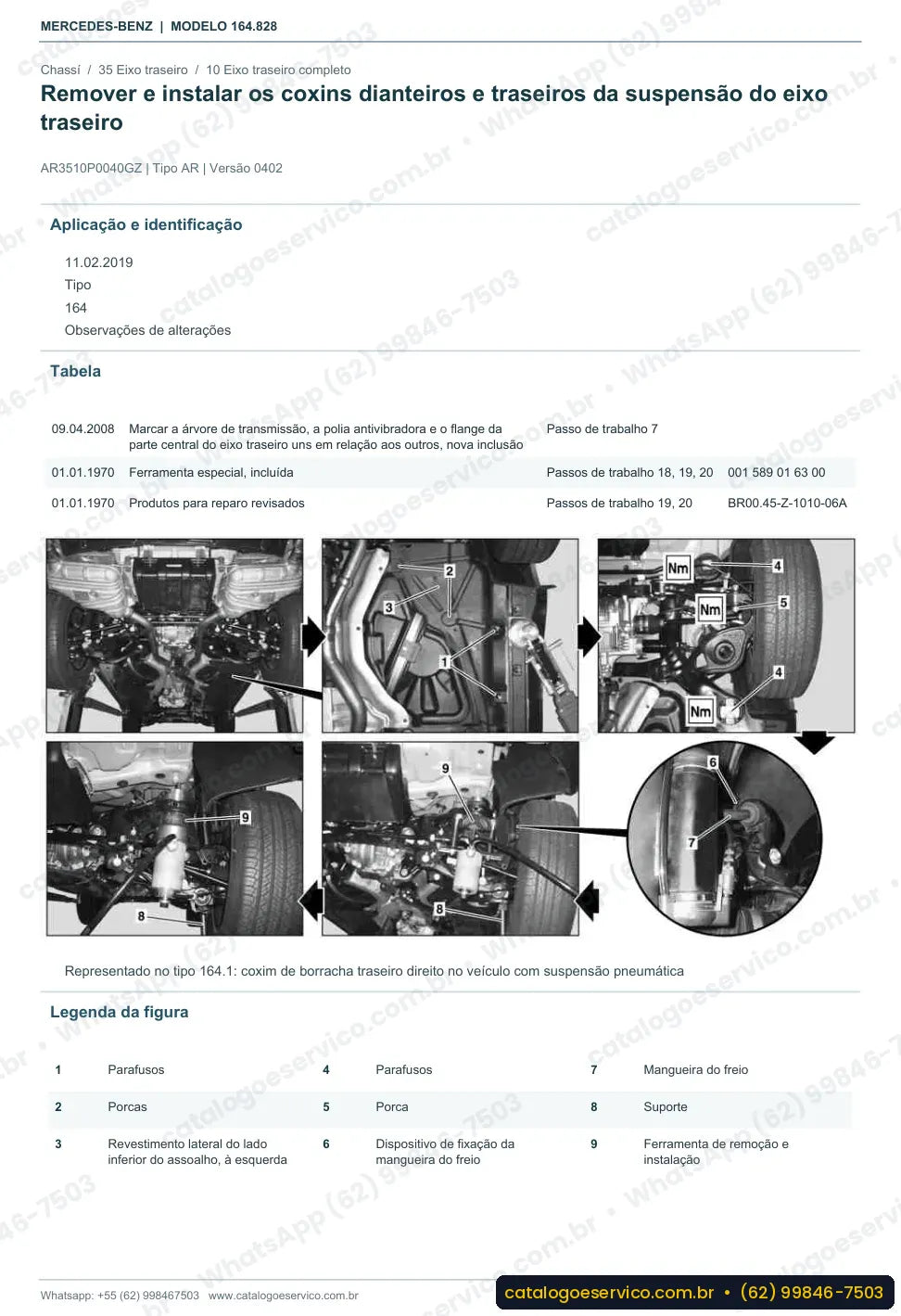 Página de procedimento do manual de oficina Mercedes-Benz GL 420 / GL 450 CDI 4MATIC (X164)