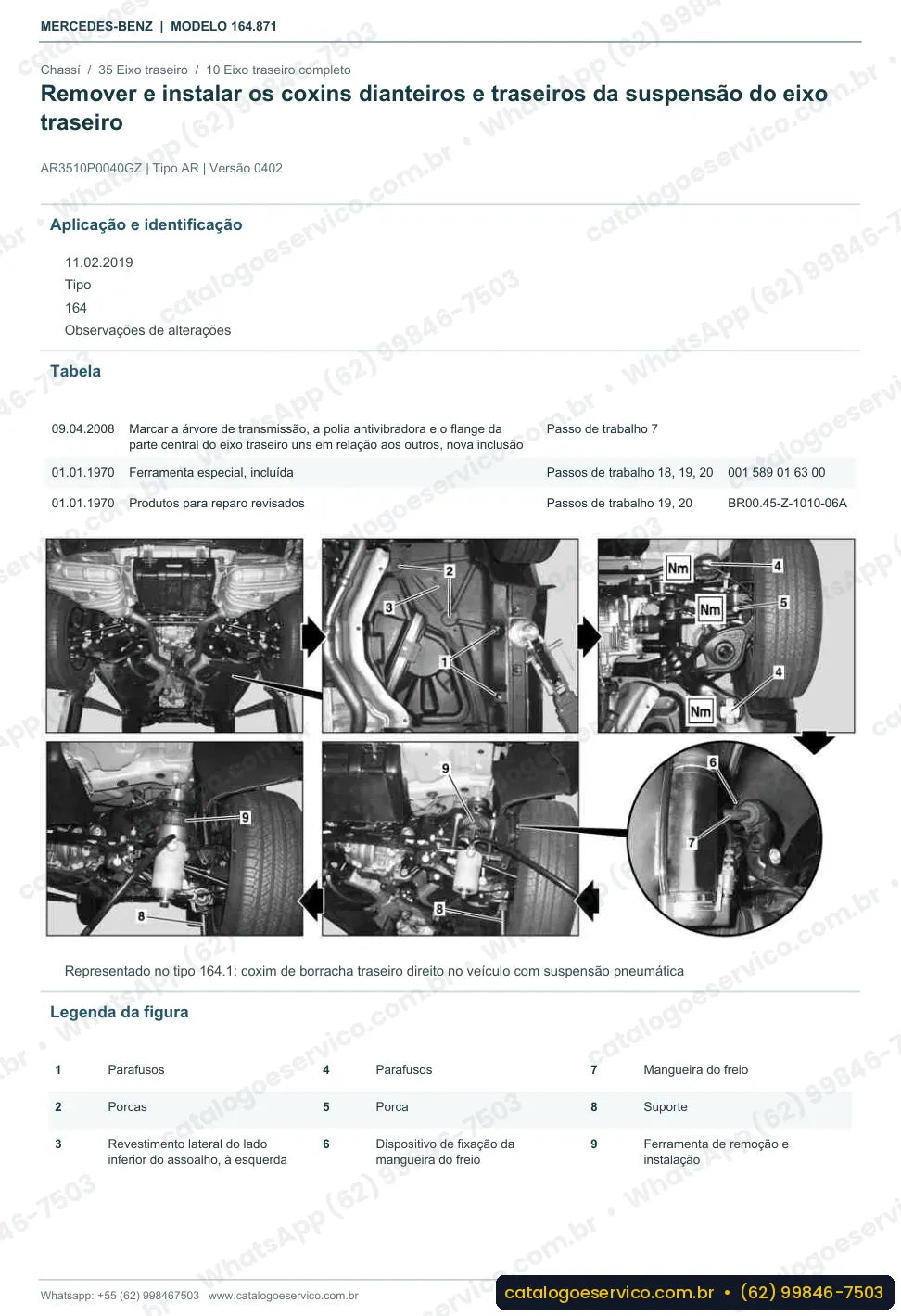 Página de procedimento do manual de oficina Mercedes-Benz GL 450 4MATIC (X164)