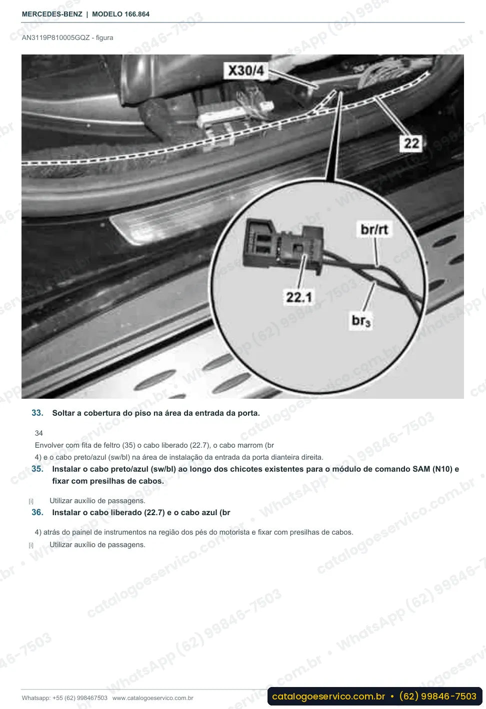 Página de procedimento do manual de oficina Mercedes-Benz GL 450 (X166)