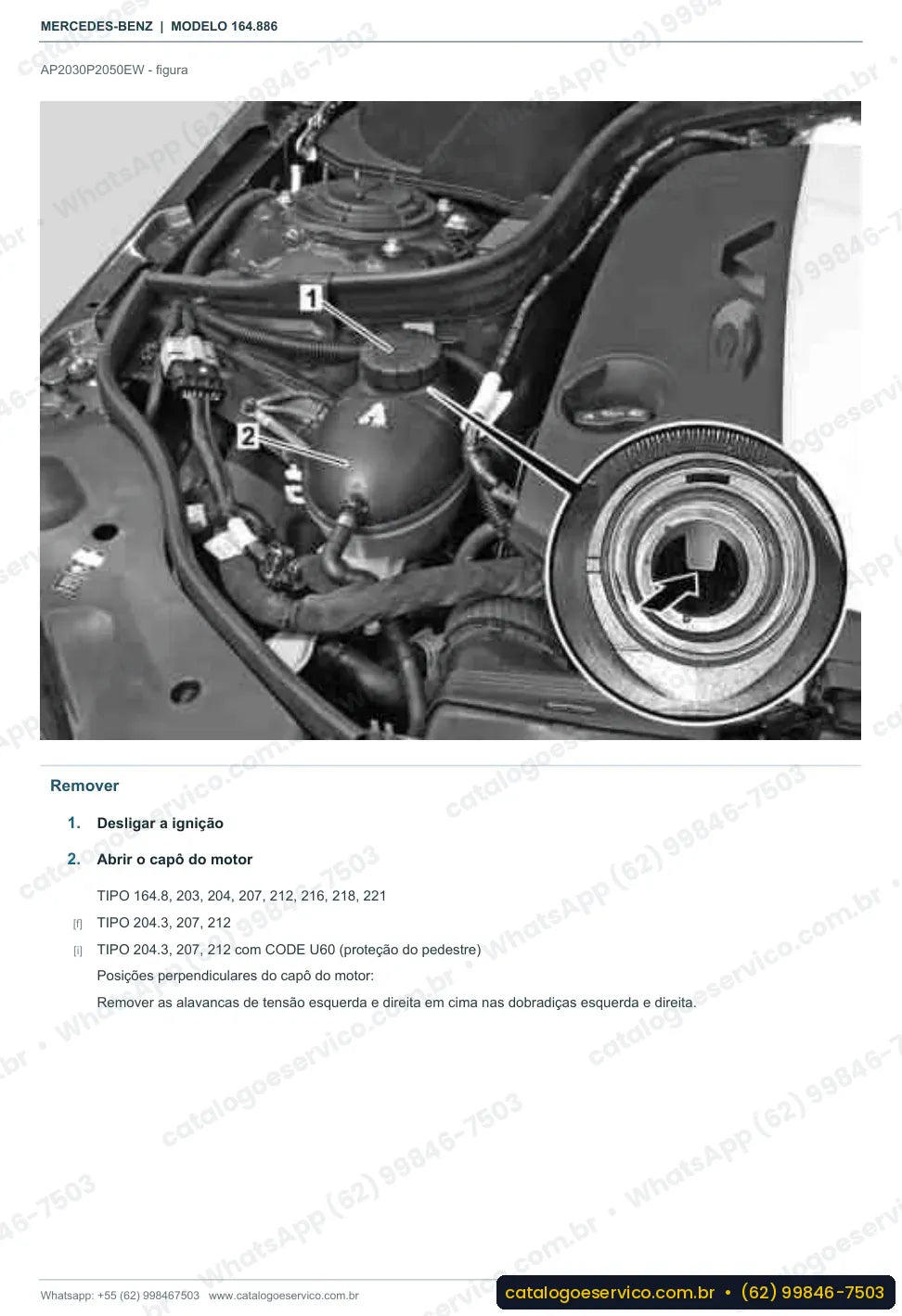 Página de procedimento do manual de oficina Mercedes-Benz GL 500 / GL 550 4MATIC (X164)