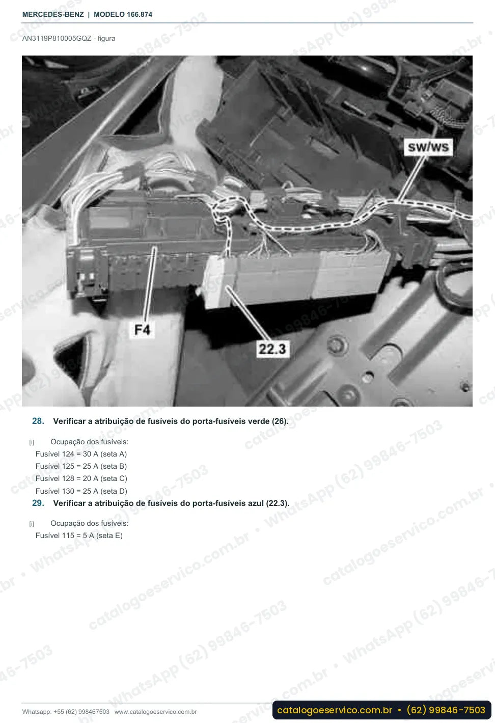 Página de procedimento do manual de oficina Mercedes-Benz GL 63 / GLS 63 AMG 4MATIC (X166)