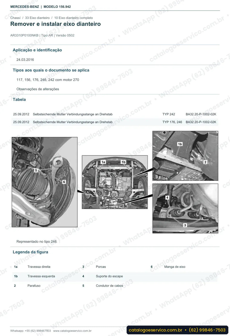 Página de procedimento do manual de oficina Mercedes-Benz GLA 180 (X156)