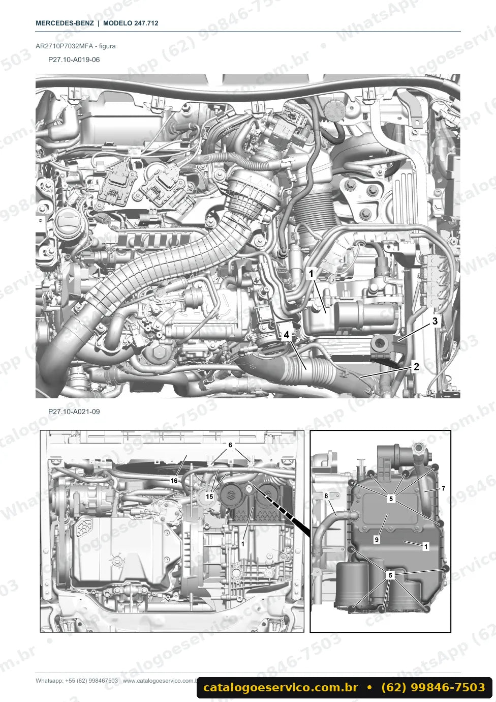 Página de procedimento do manual de oficina Mercedes-Benz GLA 200 (H247)