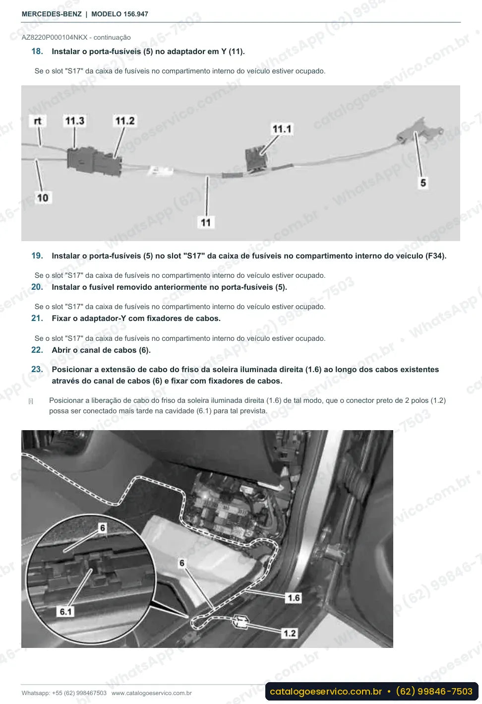 Página de procedimento do manual de oficina Mercedes-Benz GLA 220 (X156)