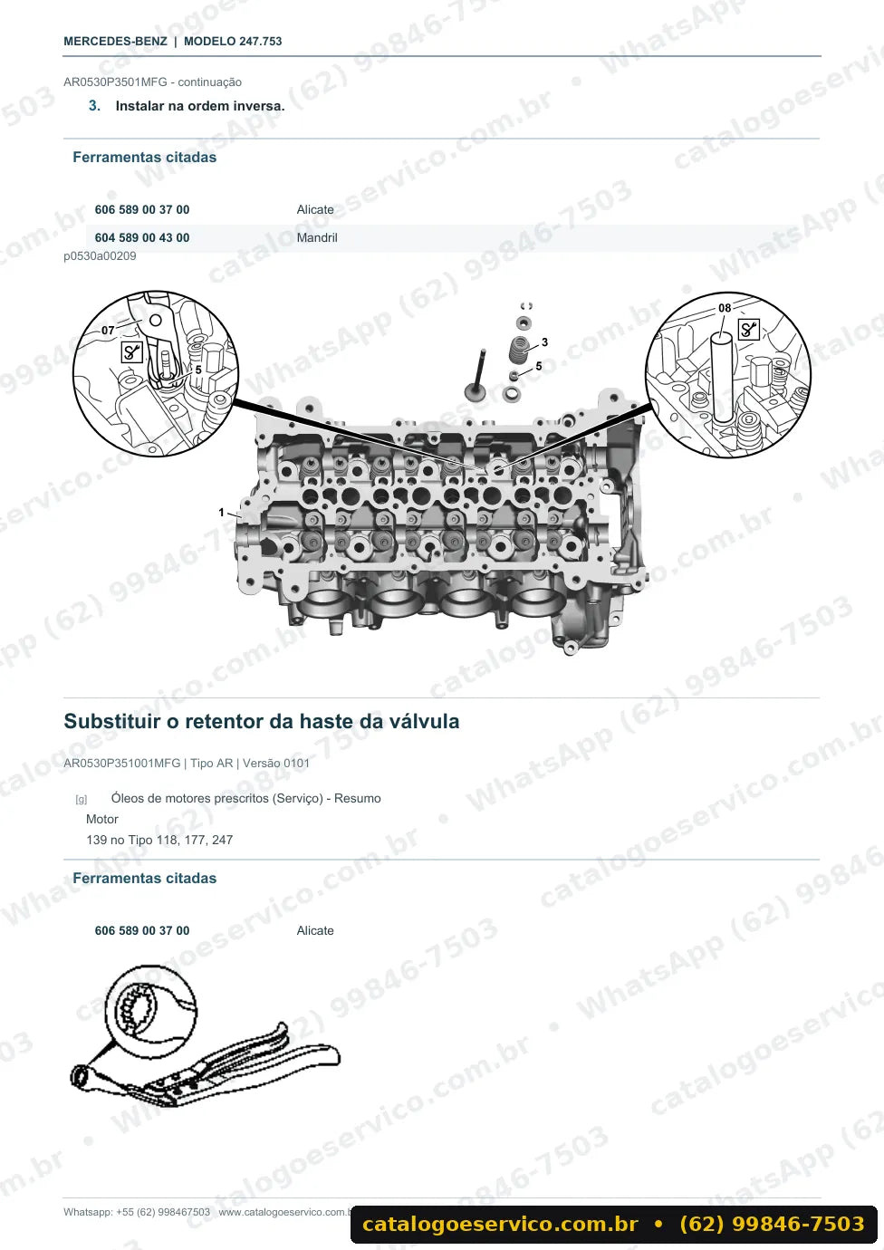 Página de procedimento do manual de oficina Mercedes-Benz GLA 45 AMG (H247)