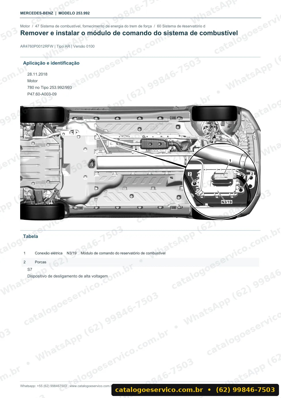Página de procedimento do manual de oficina Mercedes-Benz GLC F-CELL (X253)