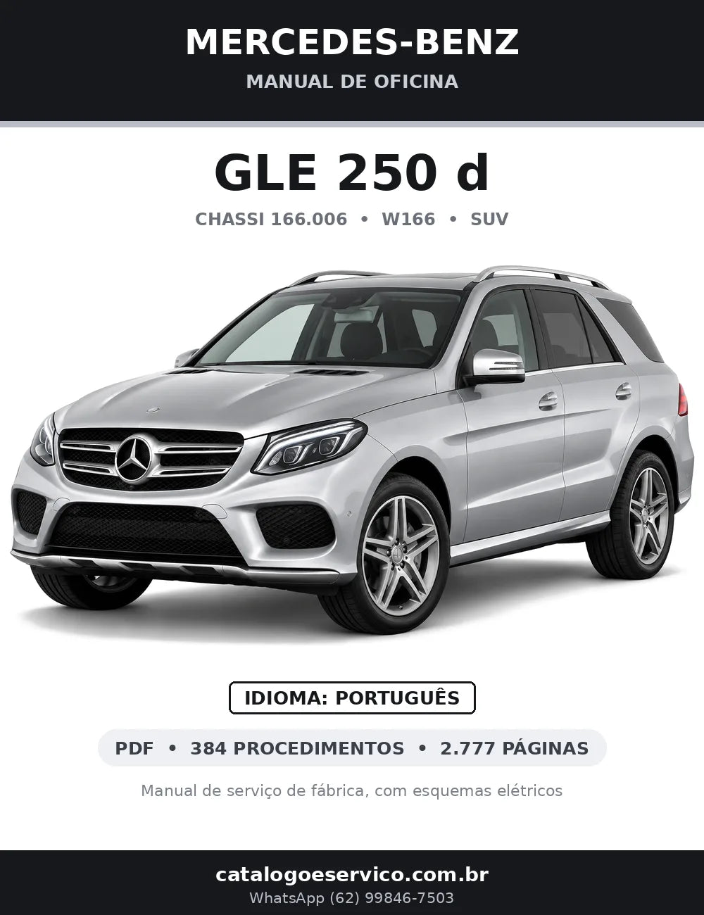 Capa do manual de oficina Mercedes-Benz GLE 250 d (W166)
