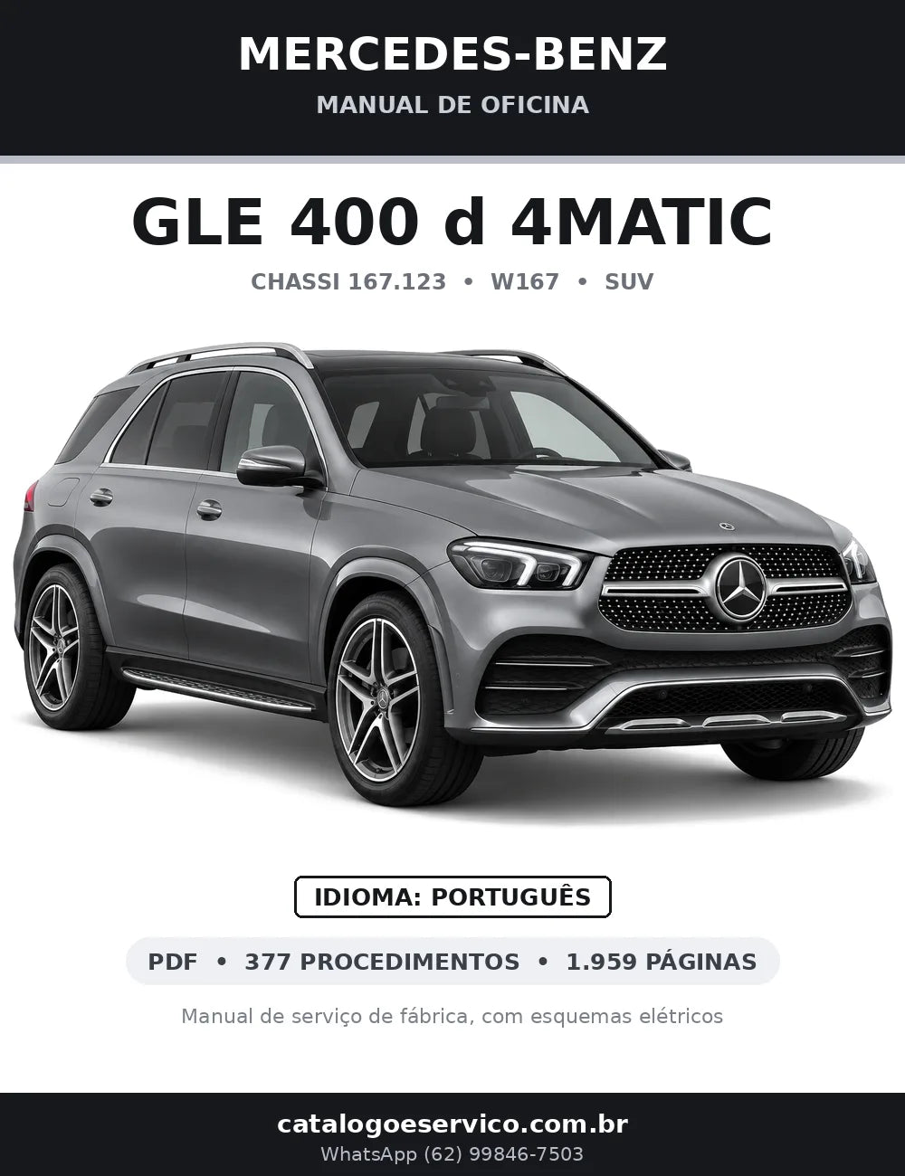 Capa do manual de oficina Mercedes-Benz GLE 400 d 4MATIC (W167)