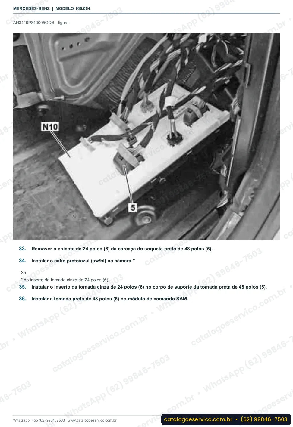 Página de procedimento do manual de oficina Mercedes-Benz GLE 450 Sport 4MATIC (W166)