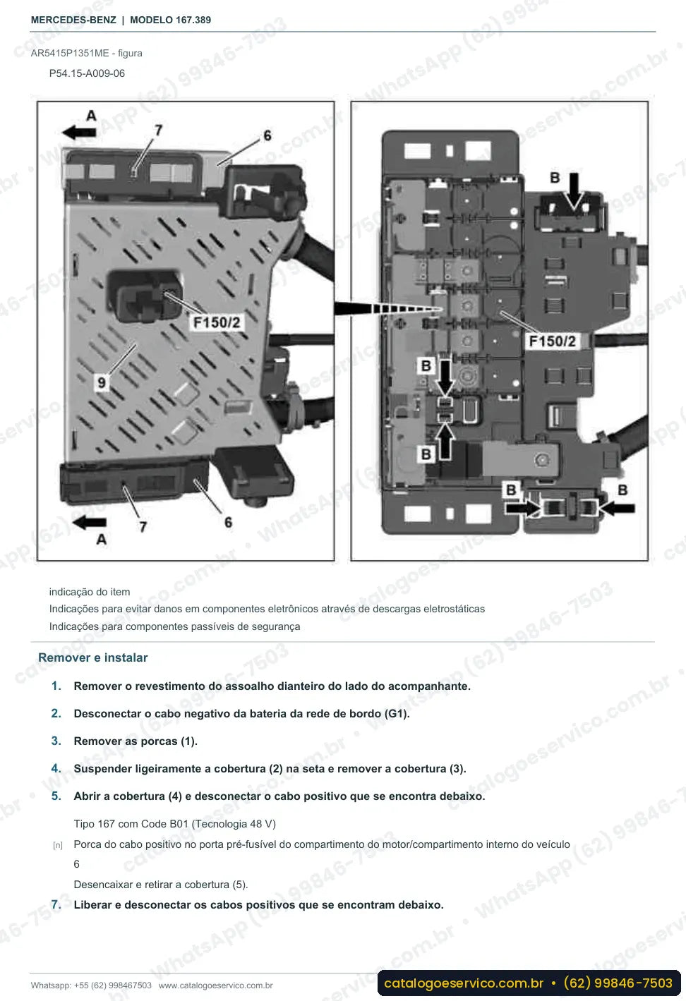 Página de procedimento do manual de oficina Mercedes-Benz GLE 63 S 4MATIC+ (W167)
