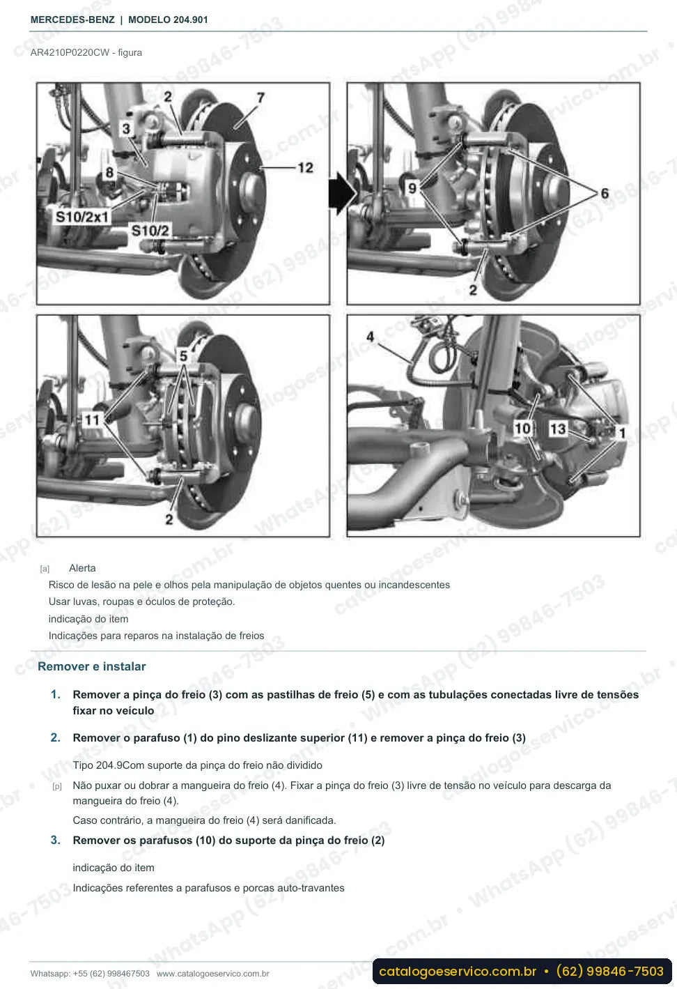 Página de procedimento do manual de oficina Mercedes-Benz GLK 200 (X204)