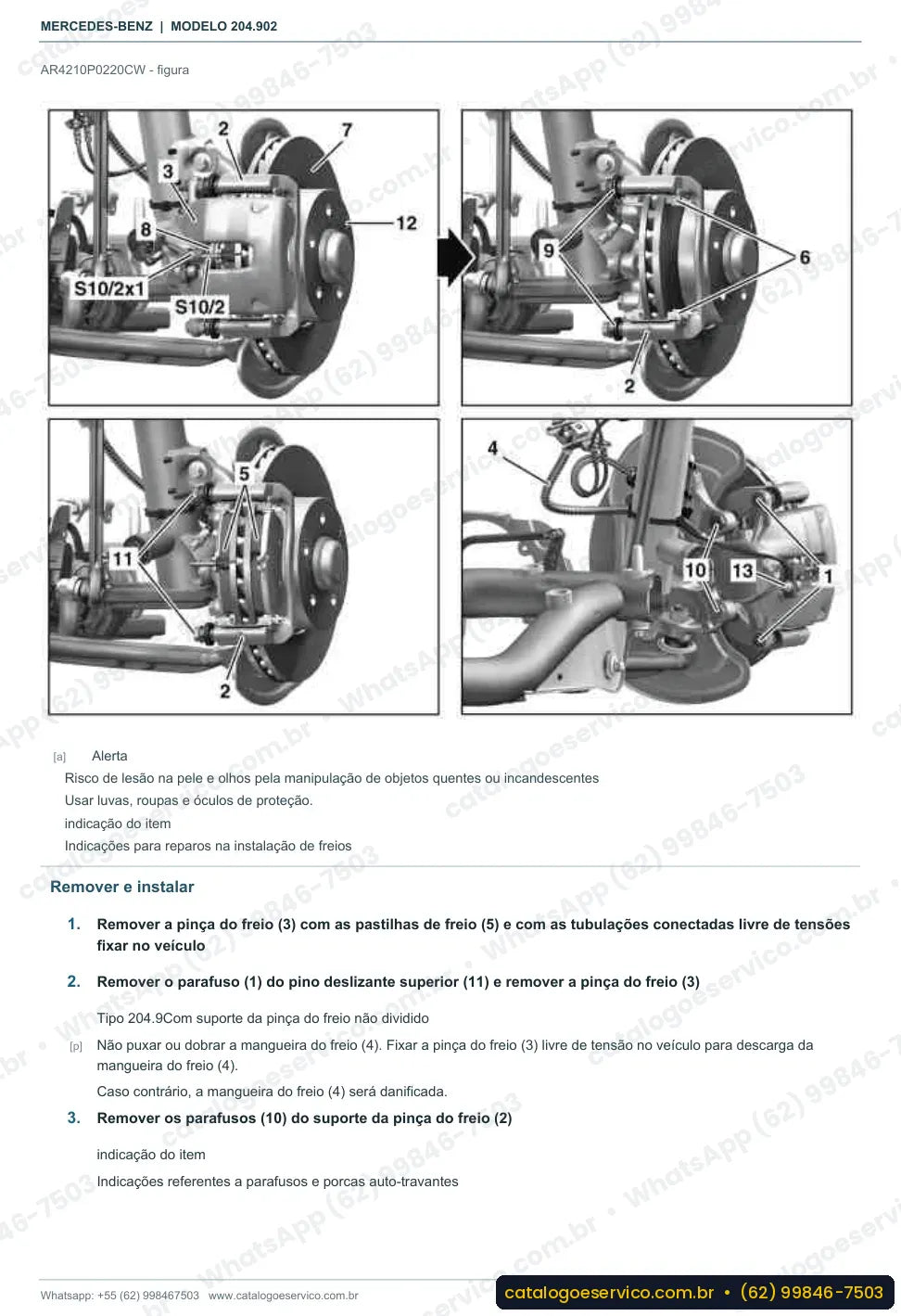 Página de procedimento do manual de oficina Mercedes-Benz GLK 220 (X204)