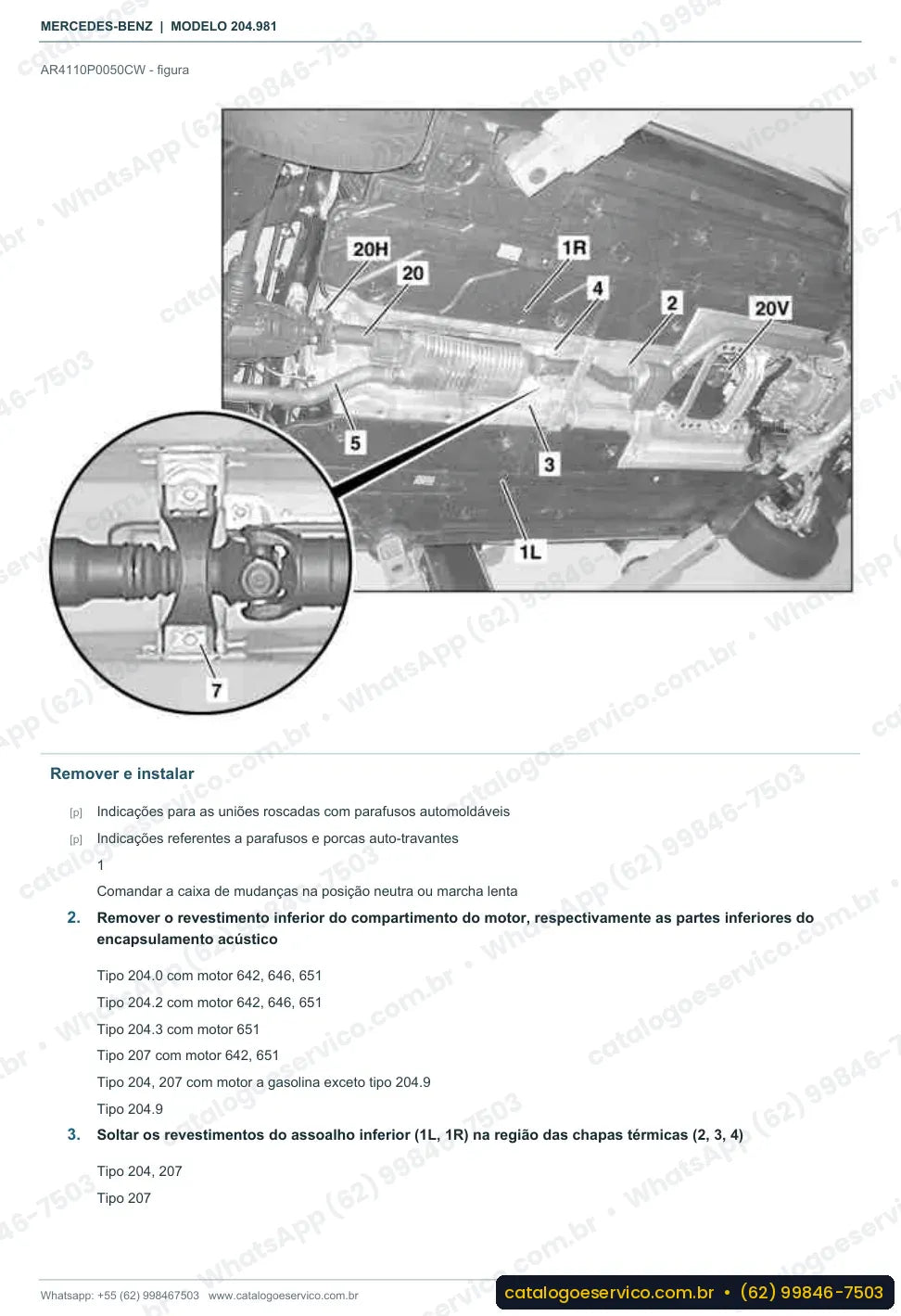 Página de procedimento do manual de oficina Mercedes-Benz GLK 280 / GLK 300 4MATIC (X204)