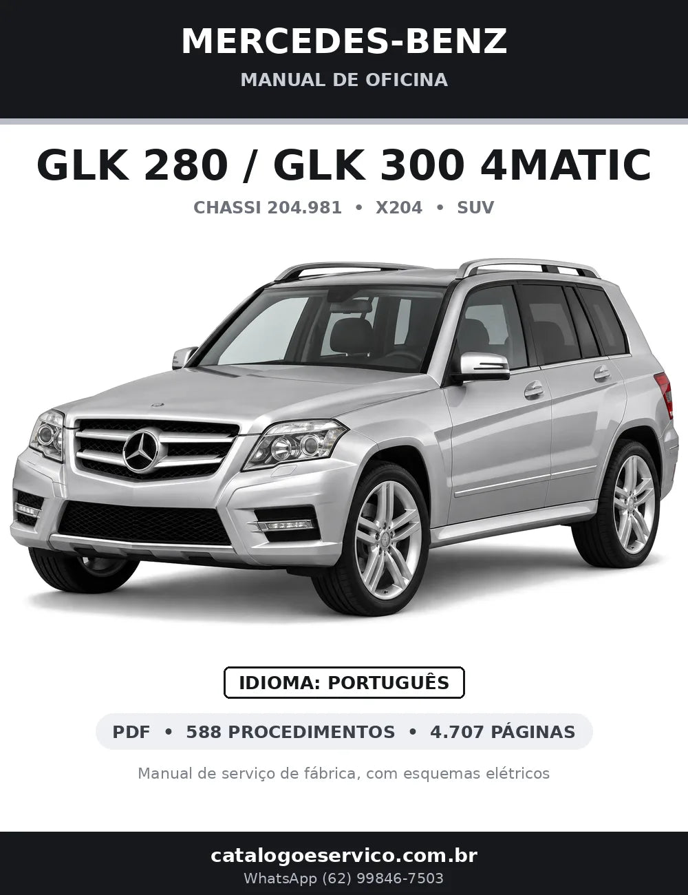 Capa do manual de oficina Mercedes-Benz GLK 280 / GLK 300 4MATIC (X204)