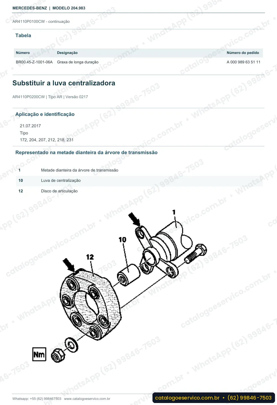 Página de procedimento do manual de oficina Mercedes-Benz GLK 320 / GLK 350 CDI 4MATIC (X204)