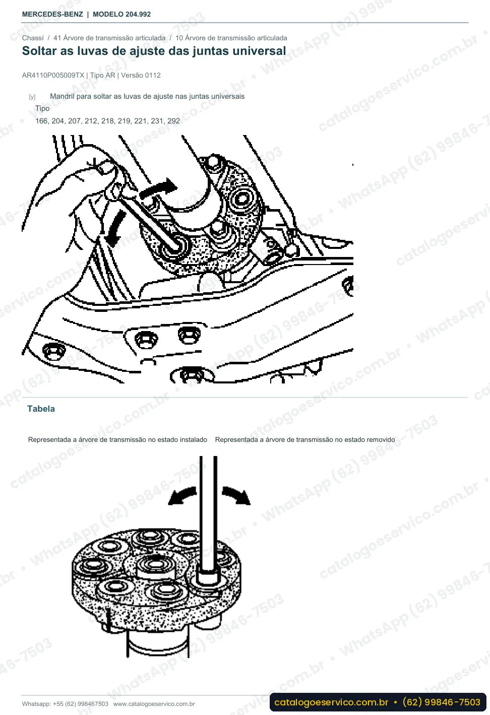 Página de procedimento do manual de oficina Mercedes-Benz GLK 350 (X204)