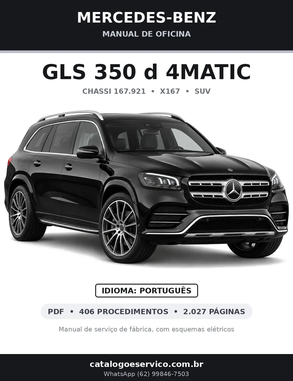 Capa do manual de oficina Mercedes-Benz GLS 350 d 4MATIC (X167)