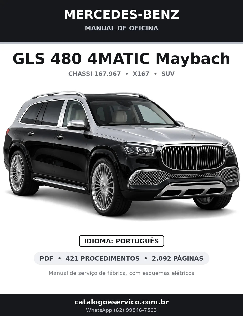 Capa do manual de oficina Mercedes-Benz GLS 480 4MATIC Maybach (X167)