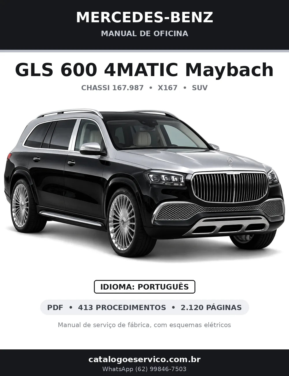 Capa do manual de oficina Mercedes-Benz GLS 600 4MATIC Maybach (X167)
