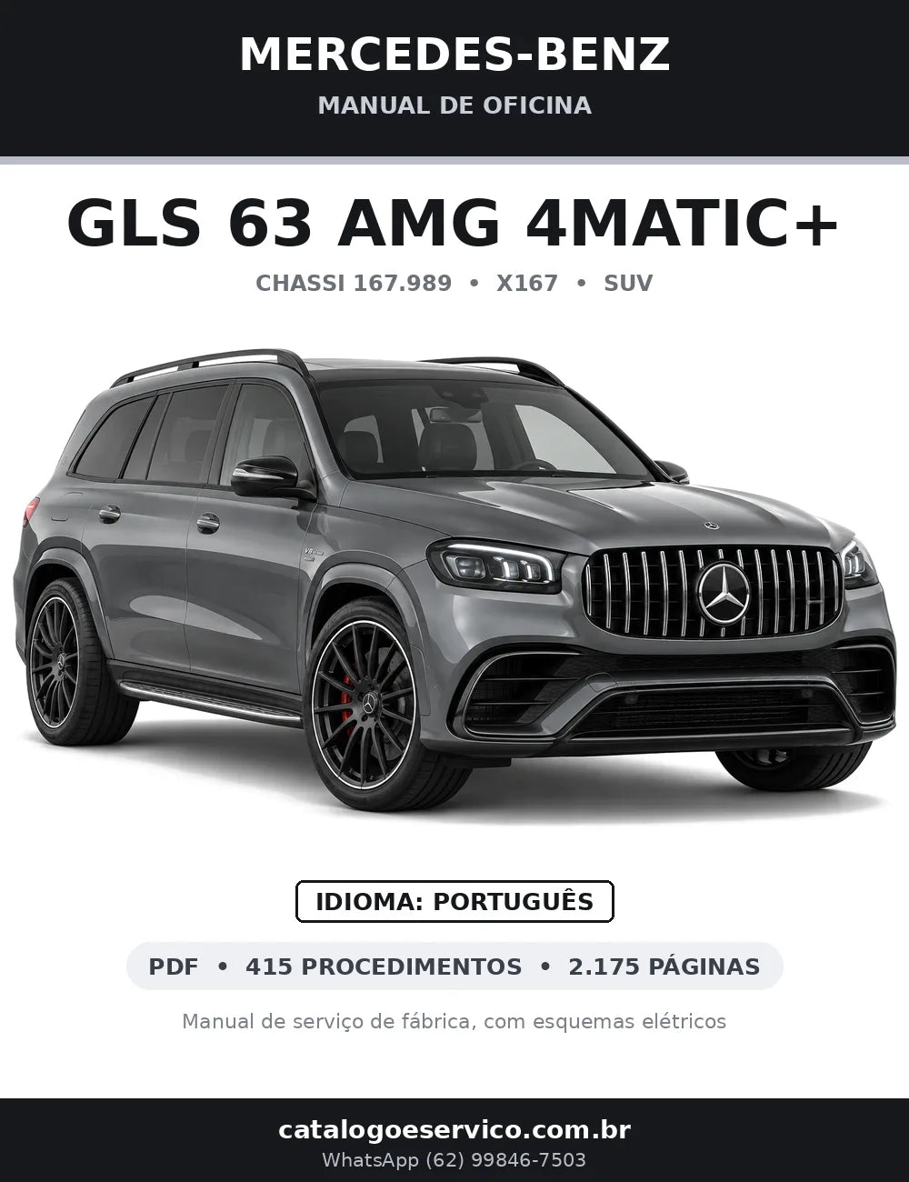 Capa do manual de oficina Mercedes-Benz GLS 63 AMG 4MATIC+ (X167)