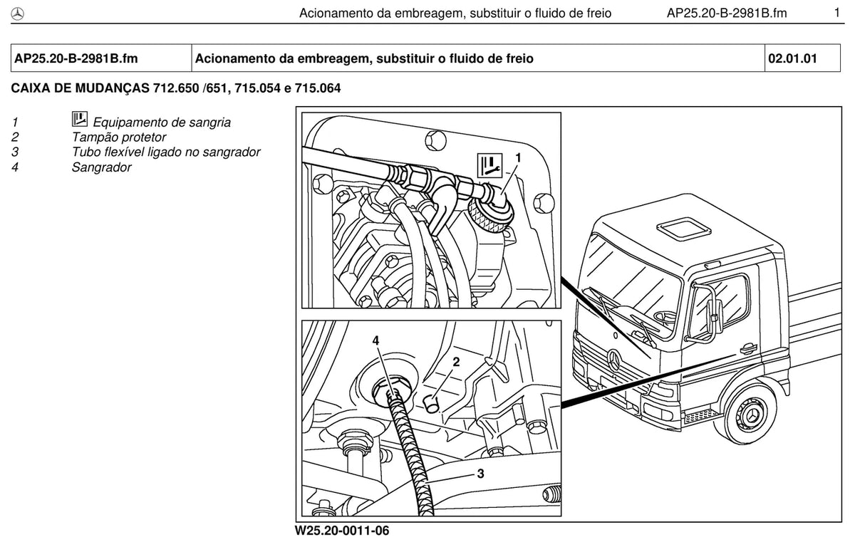 Página do manual de oficina Mercedes-Benz L 1622 (3 versões)