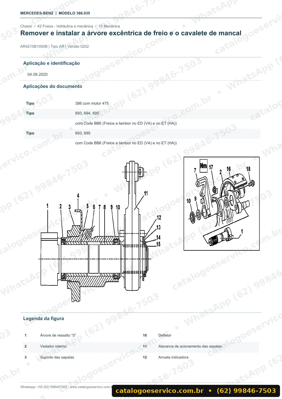 Página de procedimento do manual de oficina Mercedes-Benz L 1625 / L 1725