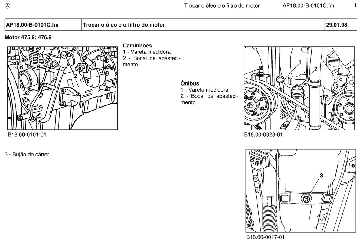Página do manual de oficina Mercedes-Benz L 1625 (3 versões)