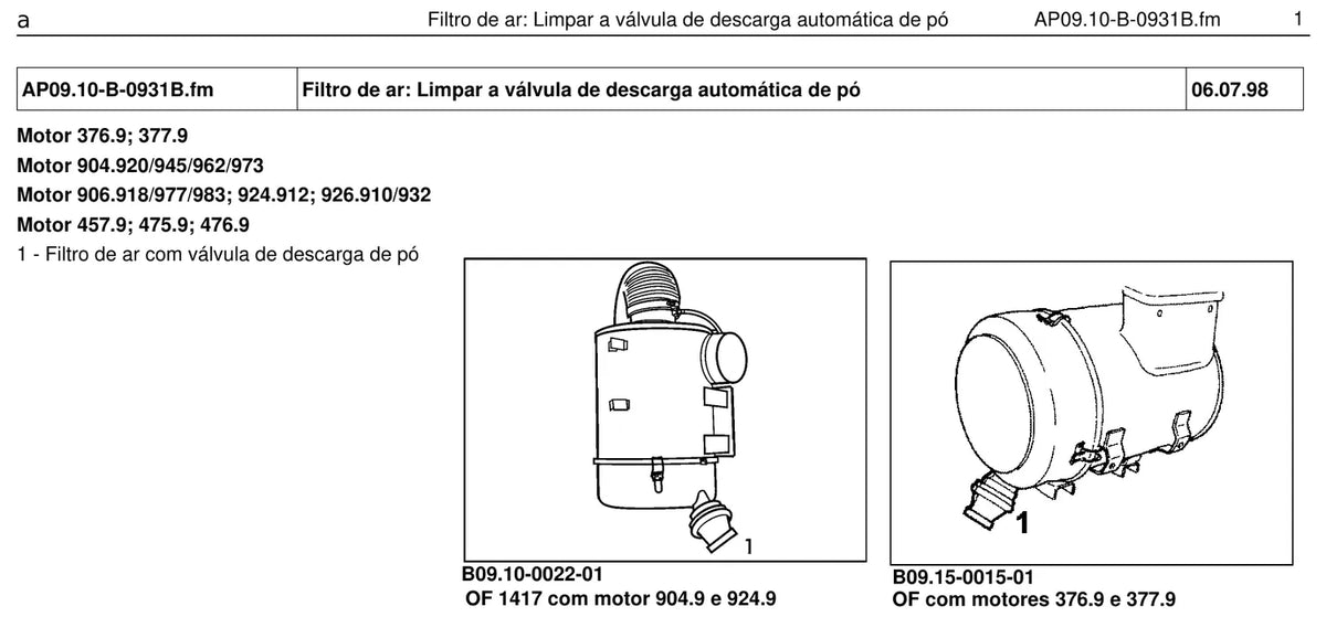 Página do manual de oficina Mercedes-Benz L 2318