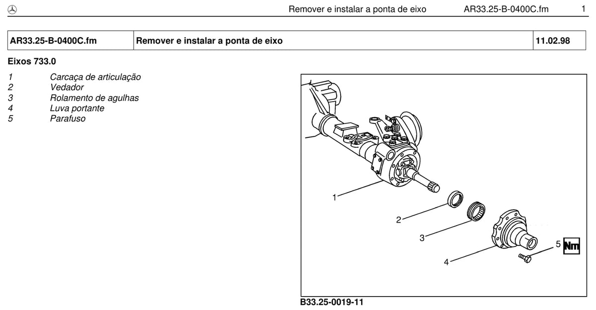 Página do manual de oficina Mercedes-Benz LA 1418
