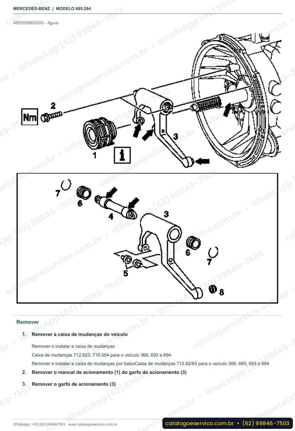 Página de procedimento do manual de oficina Mercedes-Benz LO 1019