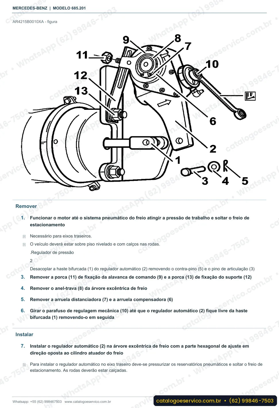 Página de procedimento do manual de oficina Mercedes-Benz LO 915