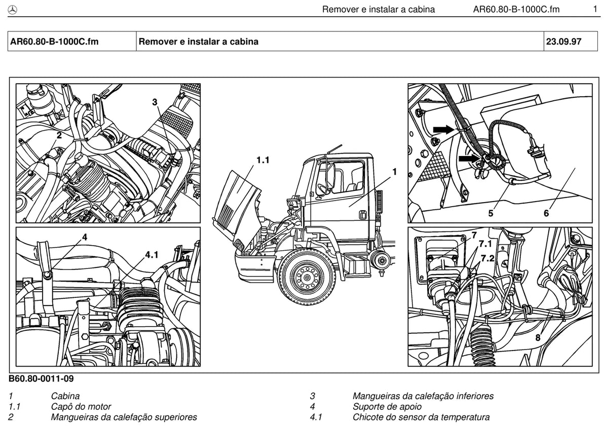 Página do manual de oficina Mercedes-Benz LS 1625