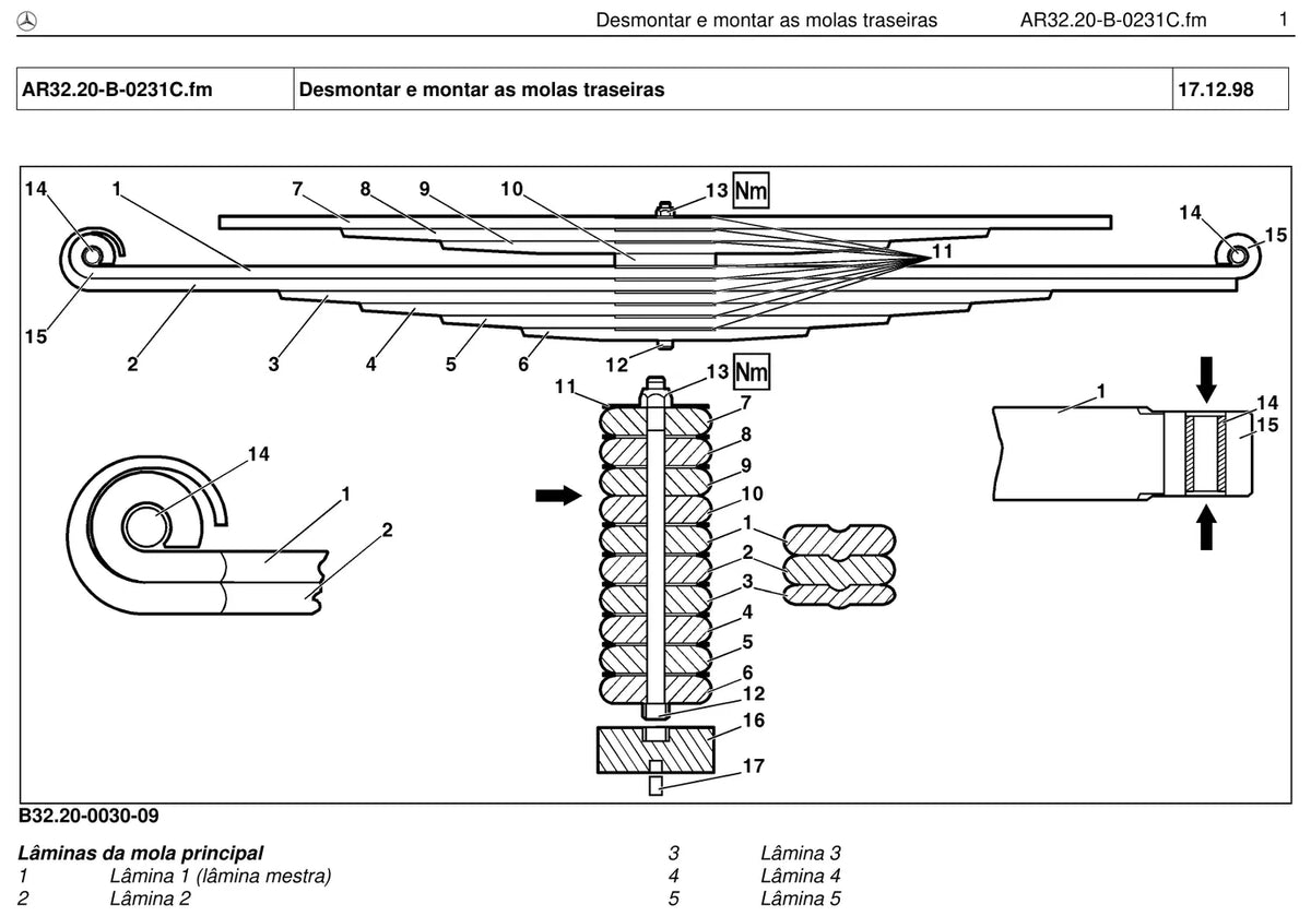 Página do manual de oficina Mercedes-Benz LS 1634 (2 versões)