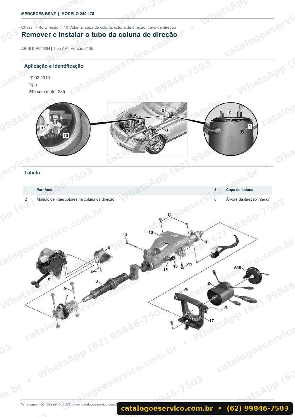 Página de procedimento do manual de oficina Mercedes-Benz Maybach 62 (W240)