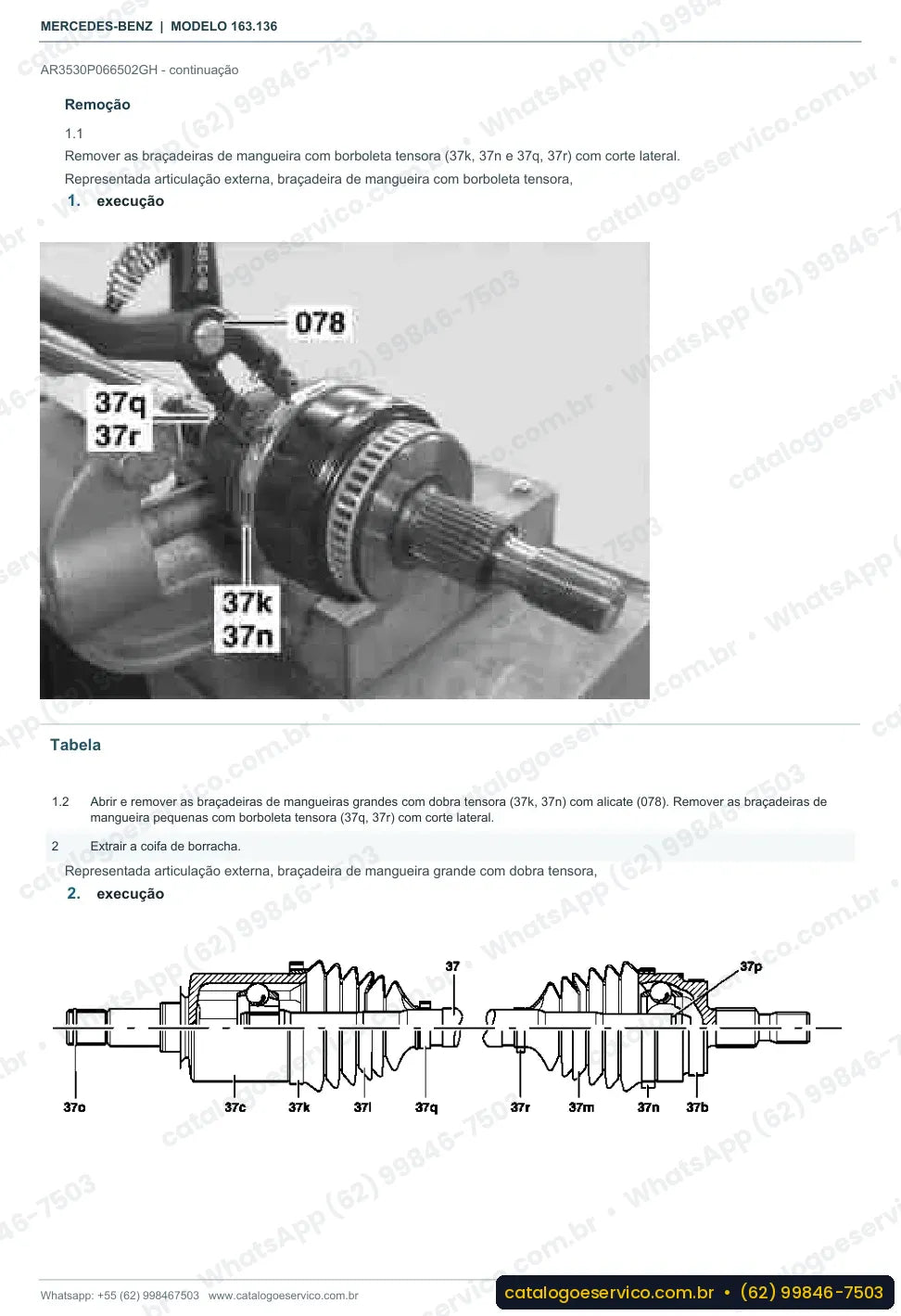 Página de procedimento do manual de oficina Mercedes-Benz ML 230 (W163)