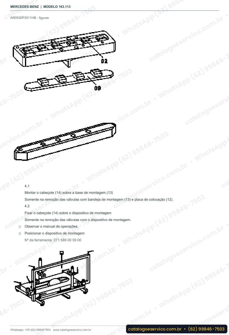 Página de procedimento do manual de oficina Mercedes-Benz ML 270 CDI (W163)