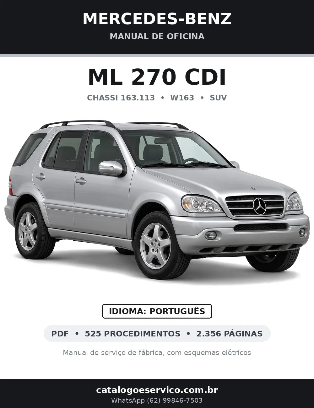 Capa do manual de oficina Mercedes-Benz ML 270 CDI (W163)